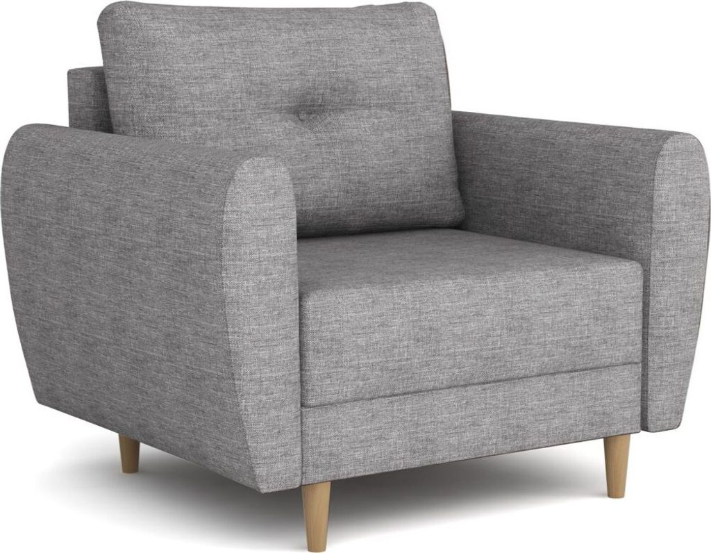 Easy4You Sessel Mady 90 cm, Relaxsessel, Skandinavischer Sessel, Moderner Polstersessel in Stoff Lux, Wohnzimmermöbel Farbe: Hellgrau (Lux 32), F...