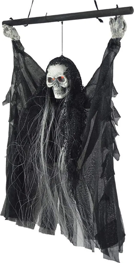 Fantôme suspendu Halloween interactif décoratif pour porte et jardin couvert