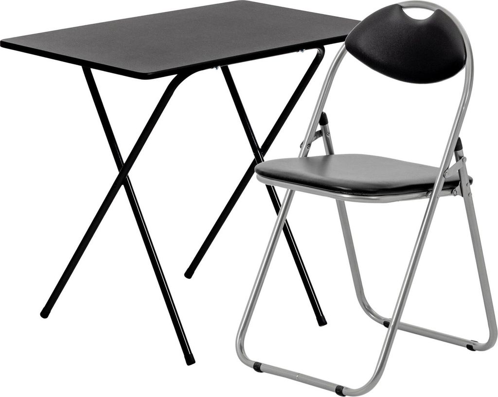 Harbour Housewares Holzklapp Schreibtisch und Stuhl Set - Kleiner Home Office Workstation fÃ1/4r PC Laptop-Studie - Schwarz / Schwarz