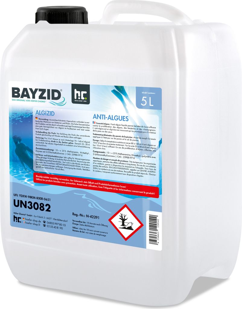 1x5 L BAYZID® Algizid Poolpflegemittel gegen Algen für Produktbild 