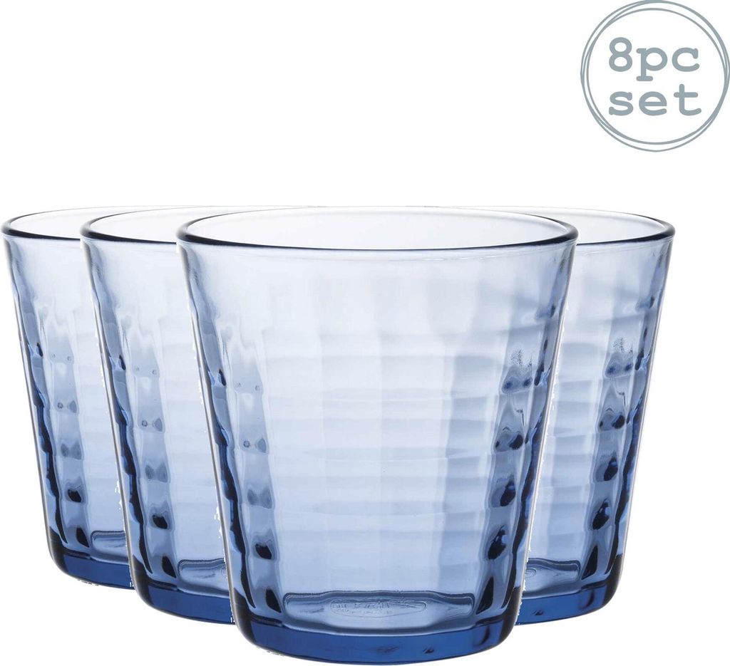 Duralex Prisme Trinkgläser - 275ml Tumblers für Wasser, Saft - Blau - Packung mit 8