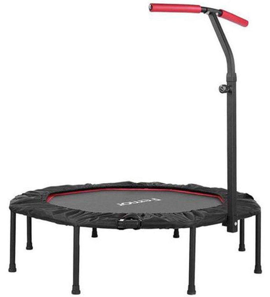 Klappbares Fitness-Trampolin TX-7300, mit höhenverstellbarem Griff, schwarz/rot
