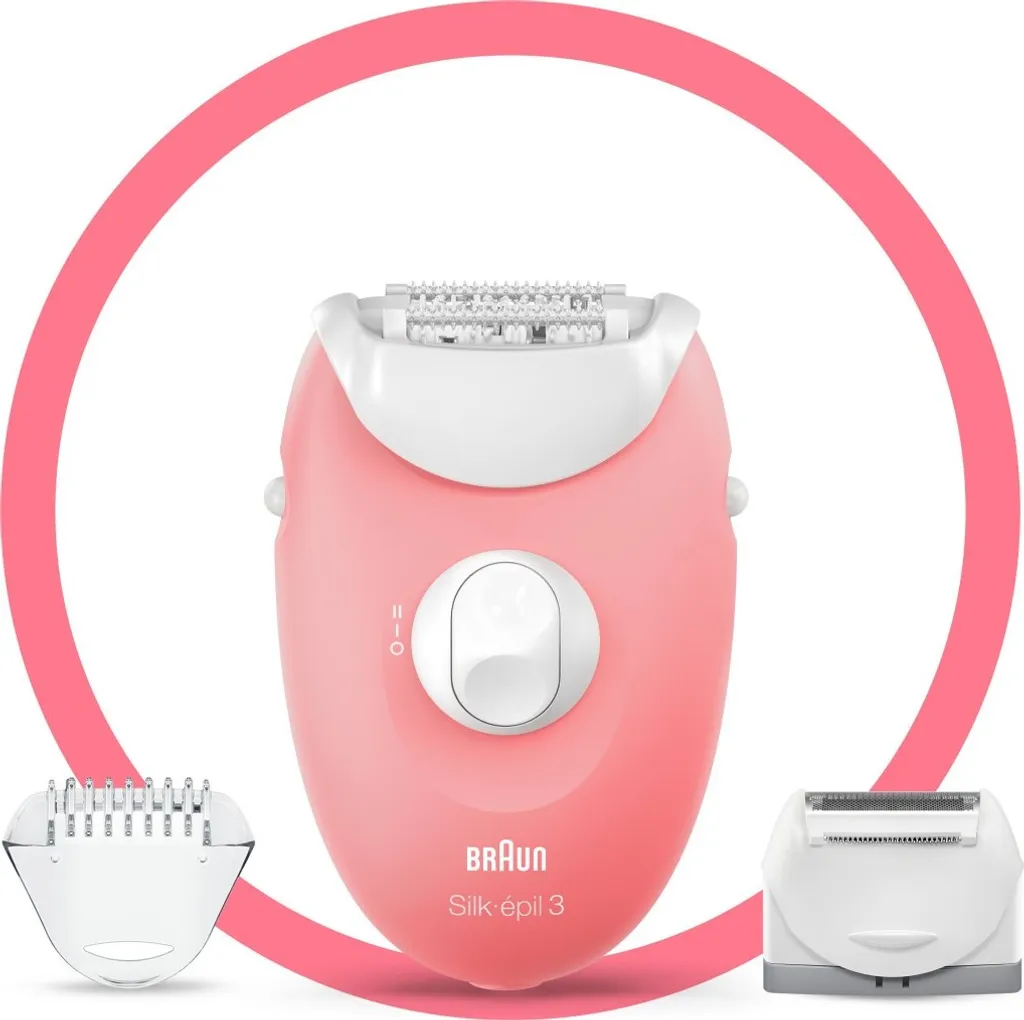 Épilateur Électrique Braun Silk-épil 3-440 avec Tondeuse Bikini Rose