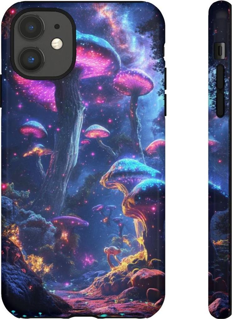 Leuchtende Biolumineszenz-Pilze in kosmischer Nacht – Hülle Kompatibel mit iPhone 11