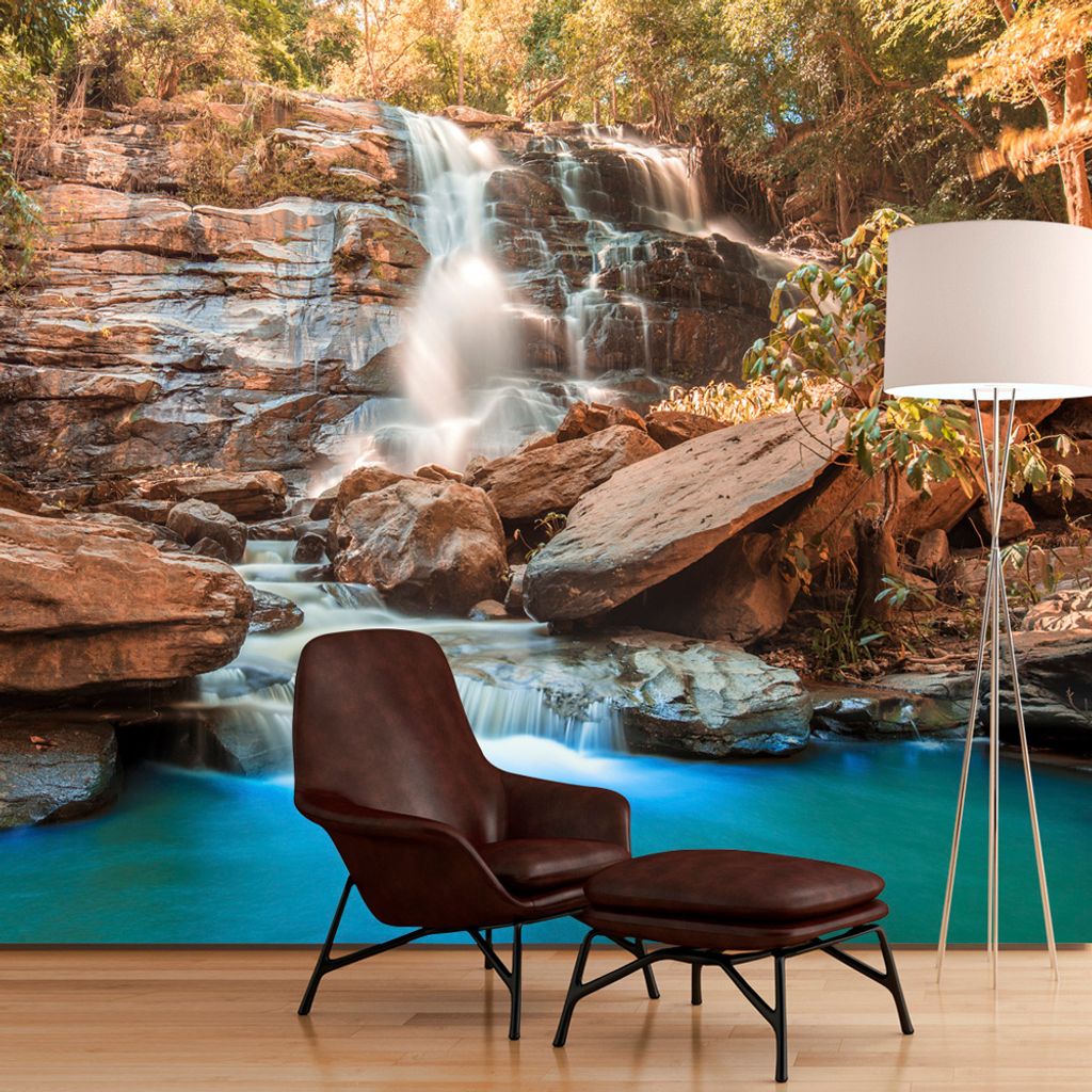 Basera Selbstklebende Fototapete Fluss- & Wasserfallmotiv c-B-0141-a-c, mit UV-Schutz, 392x280 cm