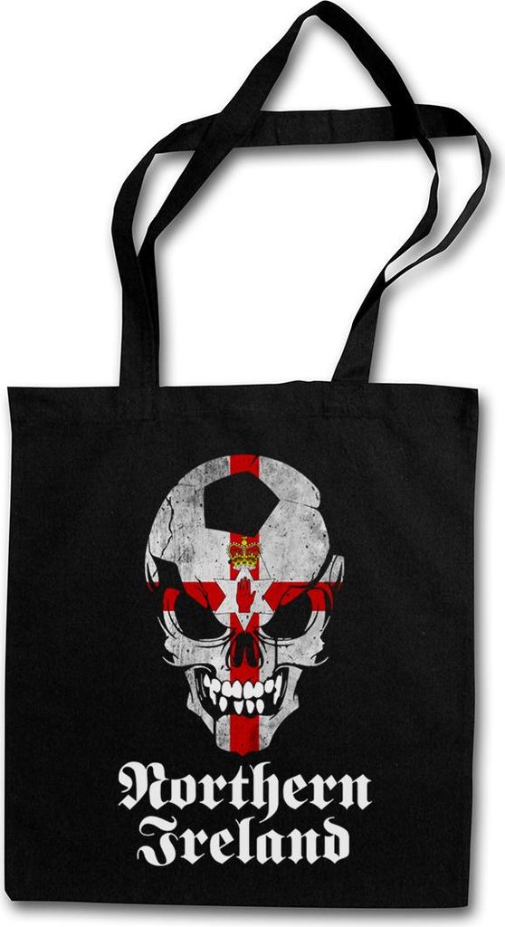 Urban Backwoods Classic Northern Ireland Football Skull Flag, Stofftasche, Farbe: Schwarz