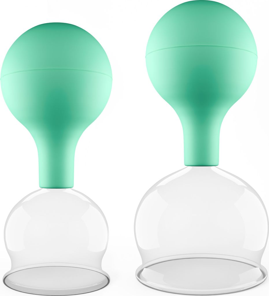 Pulox Schröpfgläser Set aus Echtglas 2 Stück. 5,2cm und 6,2cm Grün