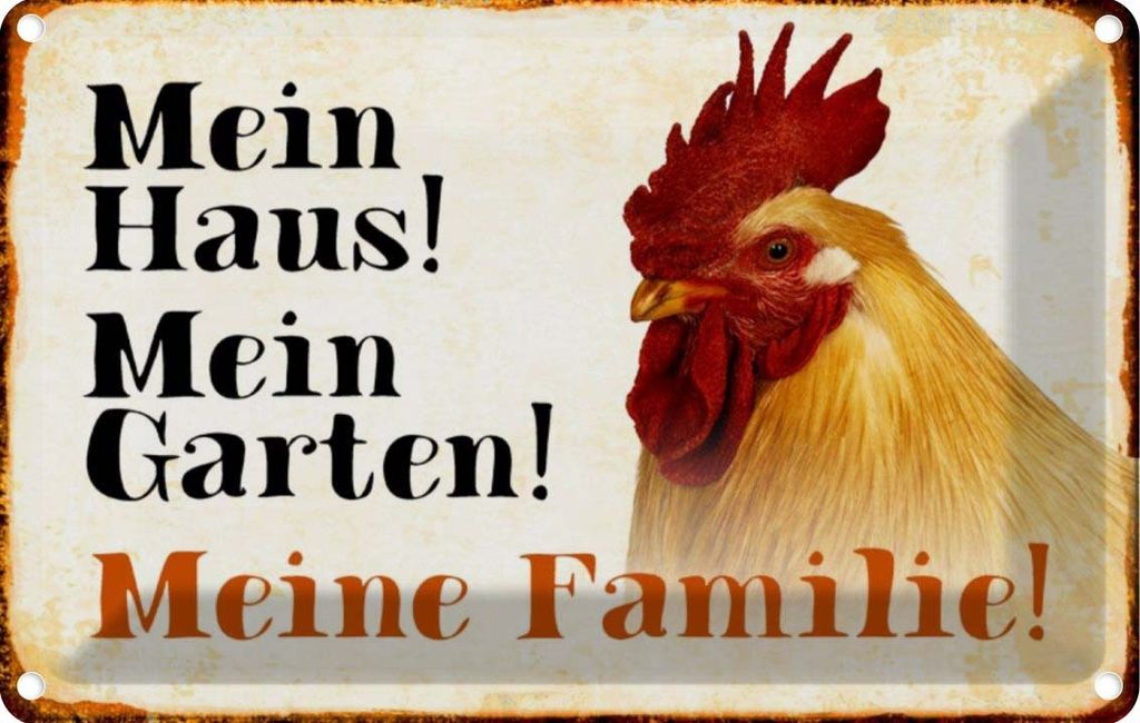 vianmo Blechschild 12x18 cm Tiere Huhn mein Haus Garten Familie Tier Haustier