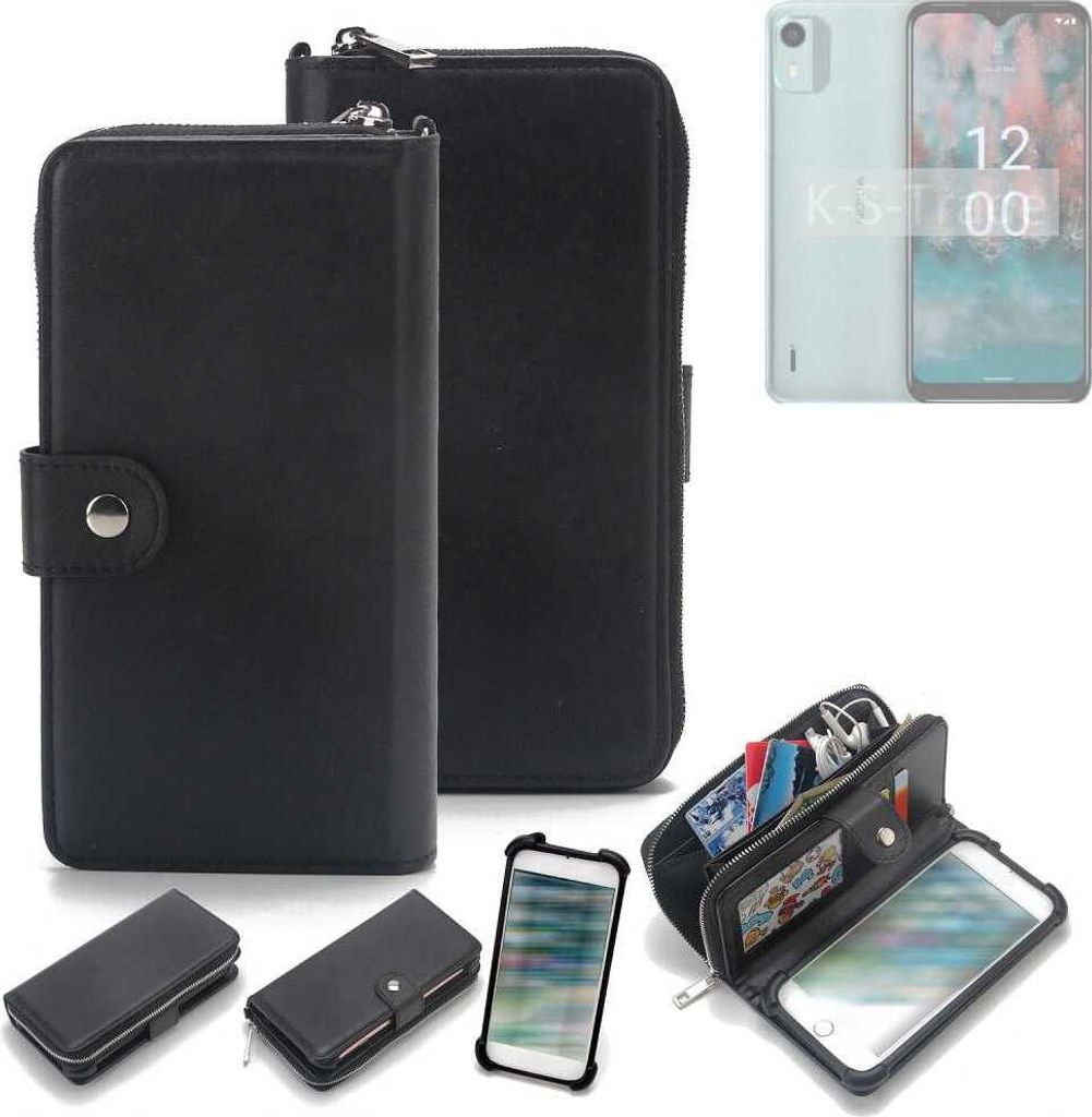 K-S-Trade 2in1 Handyhülle Schutzhülle kompatibel mit Nokia C12 Plus & Portemonnee Cover Handy Hülle Case Etui Geldbörse Wallet Bookstyle Hülle