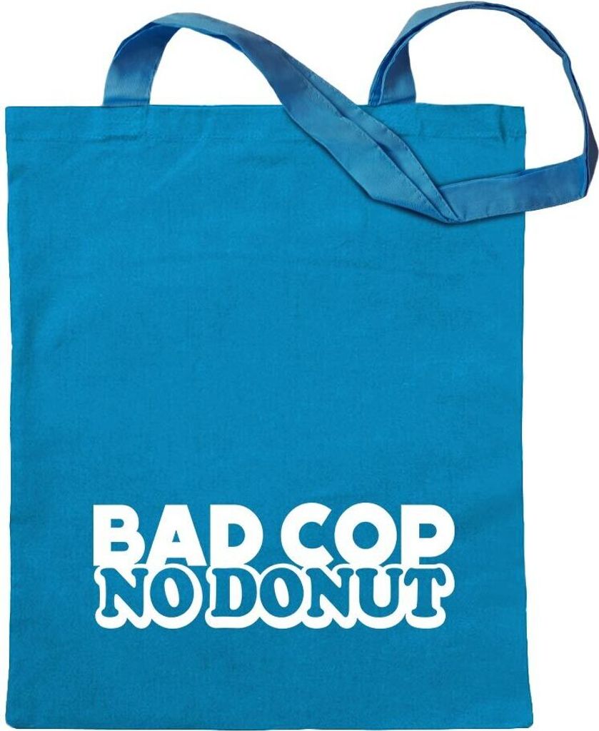 Kiwistar - Baumwolltasche - hellblau - Bad Cop - No Donut - Tragetasche Stoffbeutel Umhängetasche langer Henkel