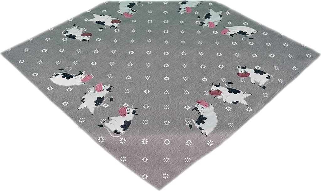 Tischdecke Tischläufer Stickerei Kühe Frühling 85 x 85 cm