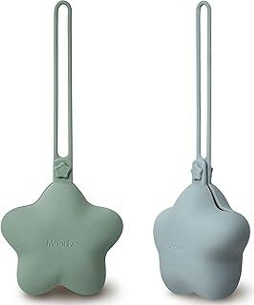 Moonkie Schnullerbox Silikon,2 Pack Box Dummy,Schnullerbox für Unterwegs Sterndesign,Dummy Boxen BPA-frei,Schnuller-aufbewahrung, Sicheres Baby Er...