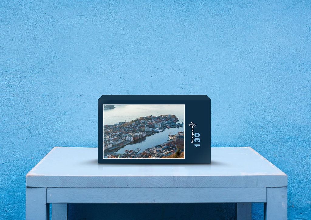 hansepuzzle 26658 - Bergen Puzzle, 130 Teile, Orte, 28,7 x 20,0cm mit hochwertiger Aufbewahrung, Kartonbox und wiederverschließbarem Beutel