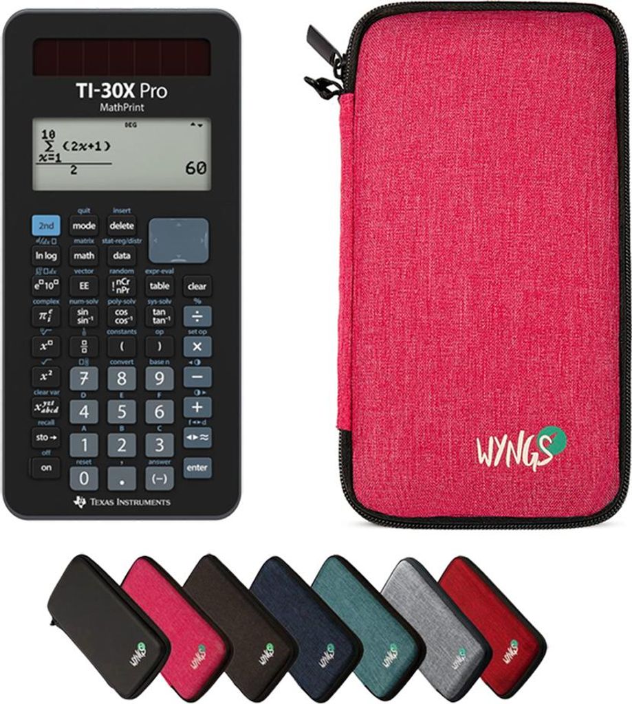 TI-30X Pro MathPrint inkl. WYNGS Schutztasche Pink - Wissenschaftlicher Taschenrechner - Basic Set