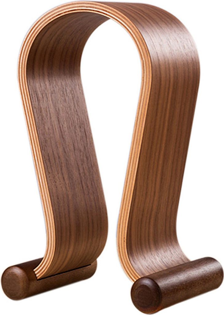 Holz Walnuss Holz Kopfhoerer Gaming Headset Display Staender Halter Kleiderbuegel Schwarz Walnuss