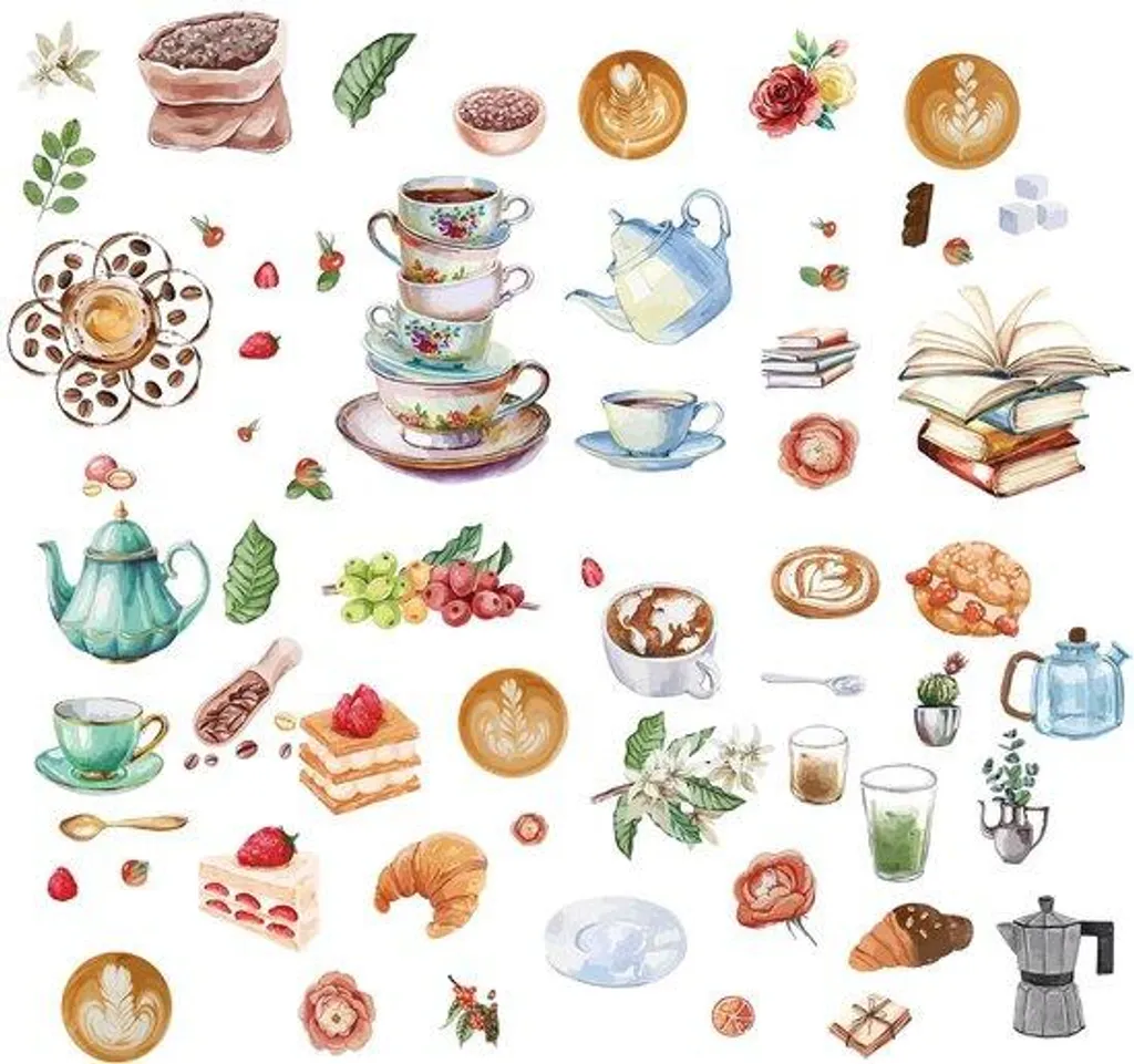 Décoration vitres anti-traces : 8 stickers Essen Kaffee pour fenêtres