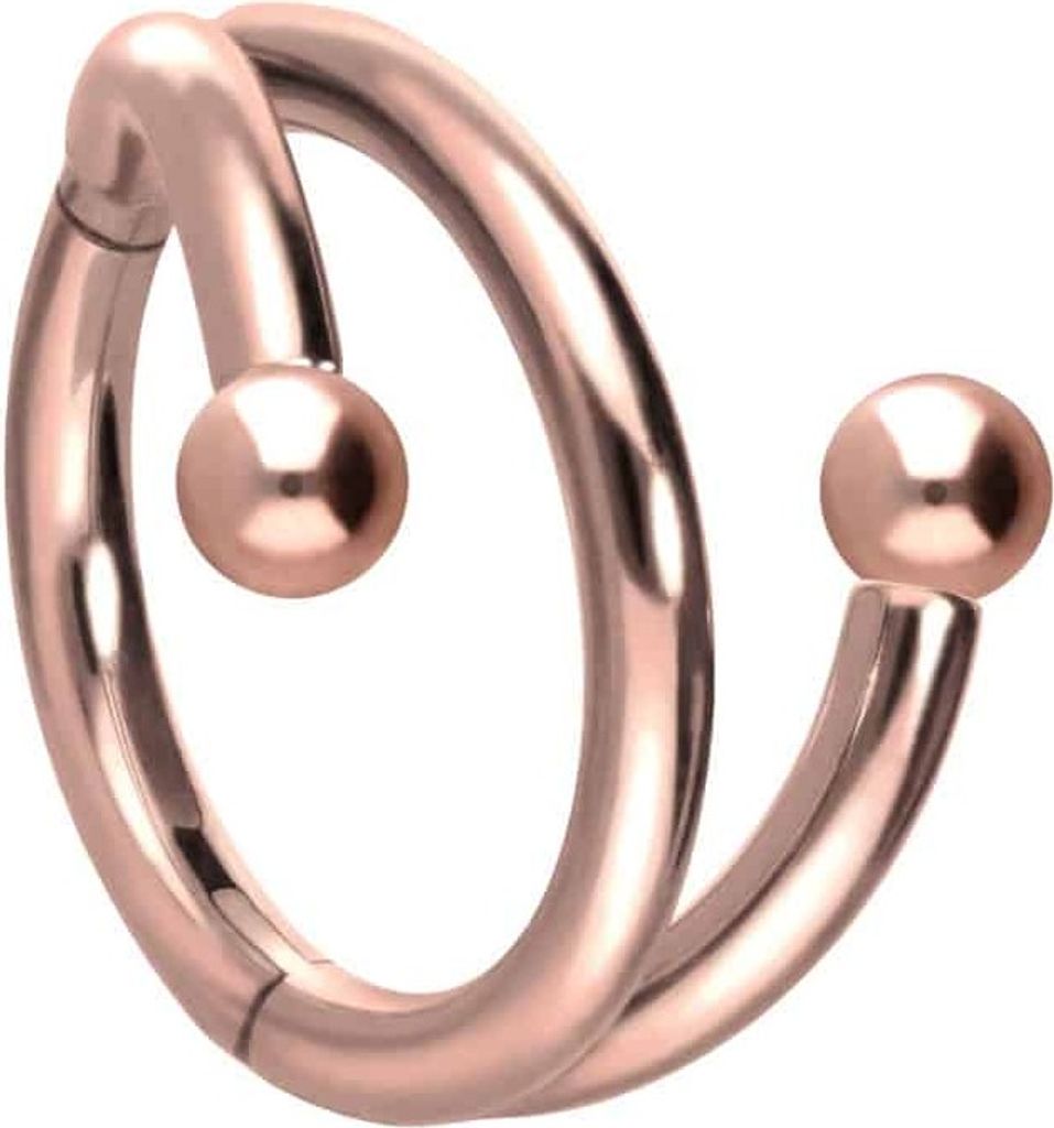 Ohrpiercing, Nasenpiercing, Septum Piercing Titan Segmentring Clicker mit Innengewinde 3 RINGE + 2 KUGELN RoséGold Innendurchmesser: 12mm | Kugelg...