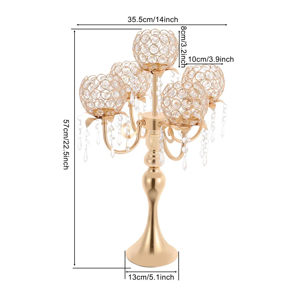Bougeoir de Table Stable 57cm Or : Décor de Mariage sans Risque de Chute - 2