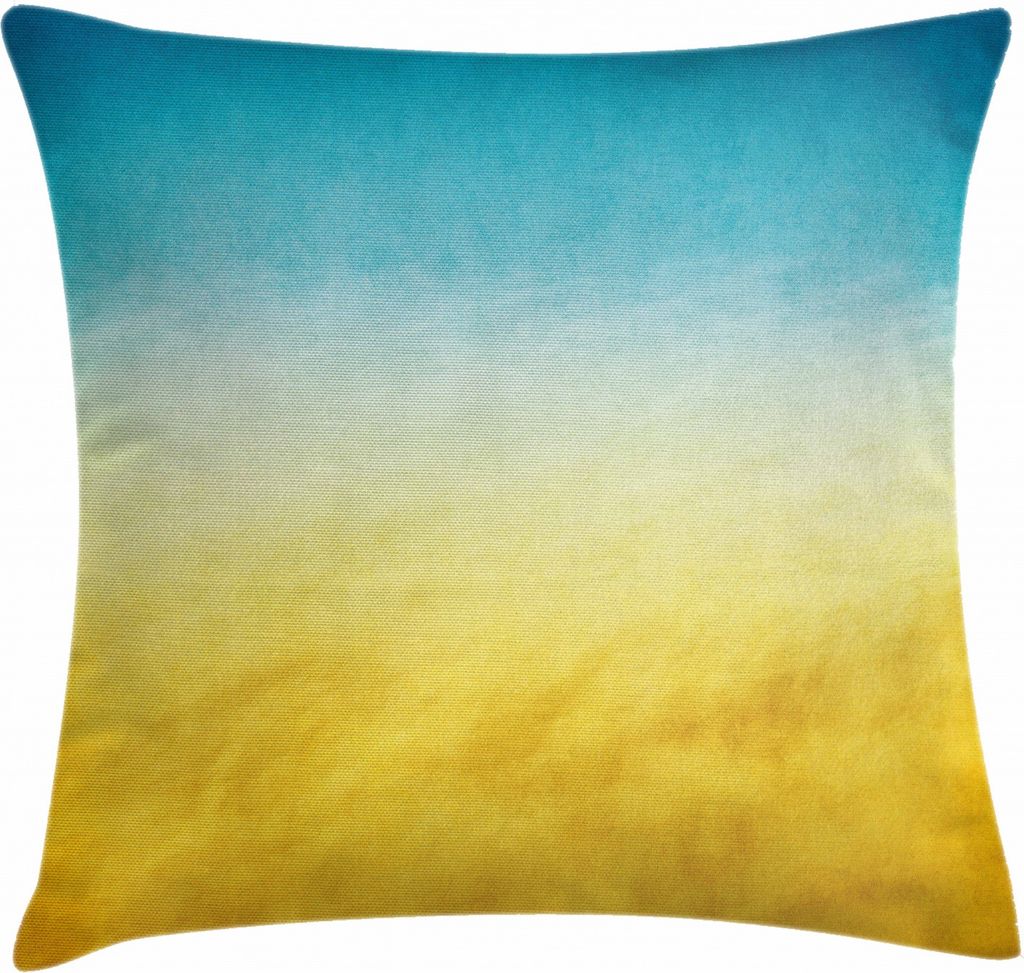 ABAKUHAUS Gelb und Blau Kissenbezug, Verträumte Strand, Wasser und Schmutz resistent Stoff Digital Druck Für den Innen oder Außen Bereich, 60 x ...