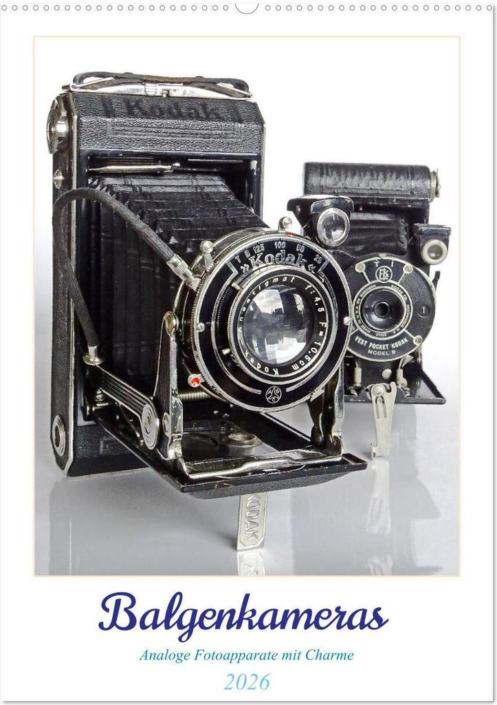 Balgenkameras - Analoge Fotoapparate mit Charme (Wandkalender 2026 DIN A2 hoch), CALVENDO Monatskalender