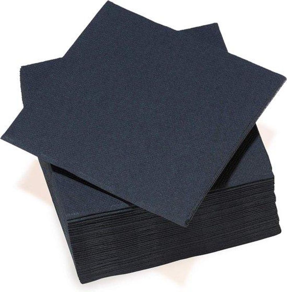 Biologisch abbaubare Papier-Tücher Schwarz - Set von 40 - 38 x 38 cm - große Größe -
