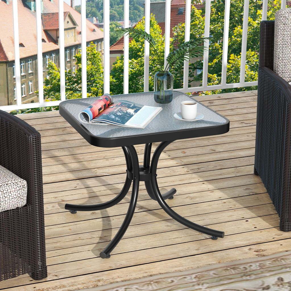 GOPLUS Gartentisch Metall, 50cm Beistelltisch Outdoor mit Produktbild 7