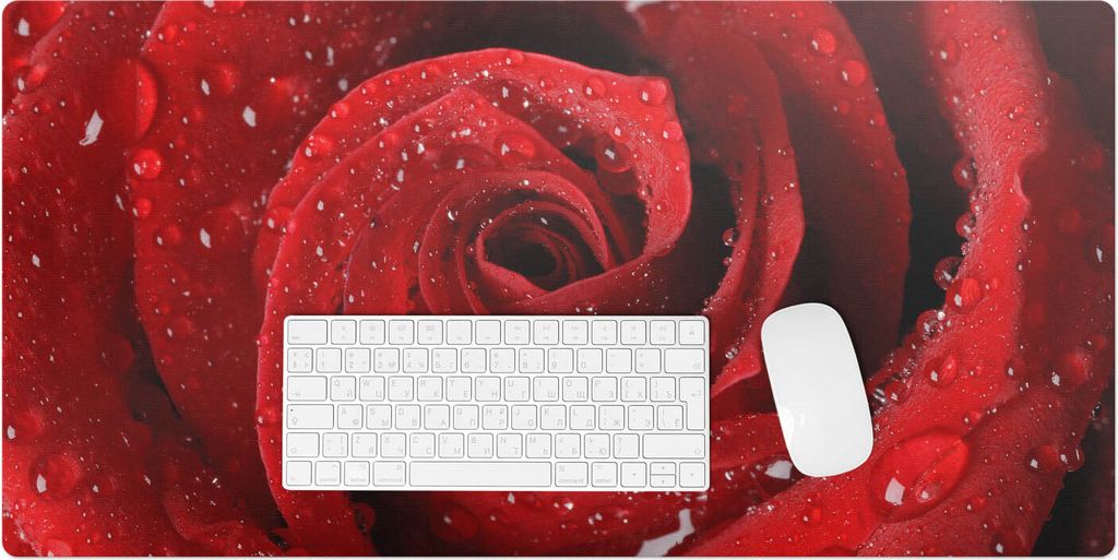 Rose Mit Wassertropfen – Schreibtischunterlage – Rutschfeste Tischunterlage – Schreibtischmatte für Büro & Zuhause – Schreibunterlage –...