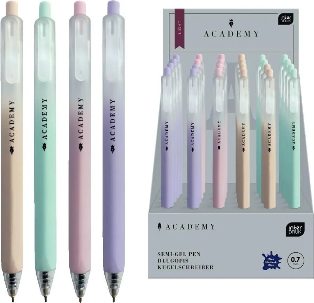 Pack de 24 stylos Light Academy bleu pastel pour école et bureau