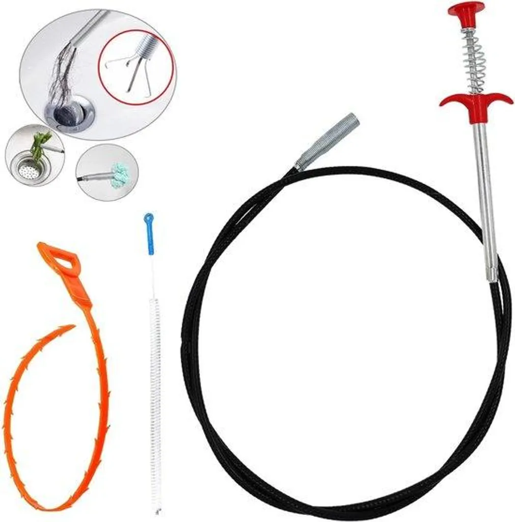 Sonde Débouchage Douche et Baignoire - Pack 3 Outils Nettoyage Siphons