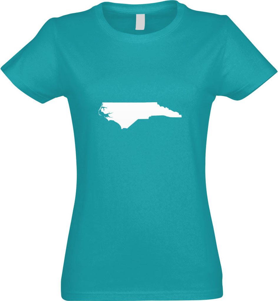 Kiwistar - T-Shirt tailliert - Damen - türkis - USA - Bundesstaat - North Carolina - mit Motiv Bedruckt - Funshirt Design - Sport - Freizeit - Dam...