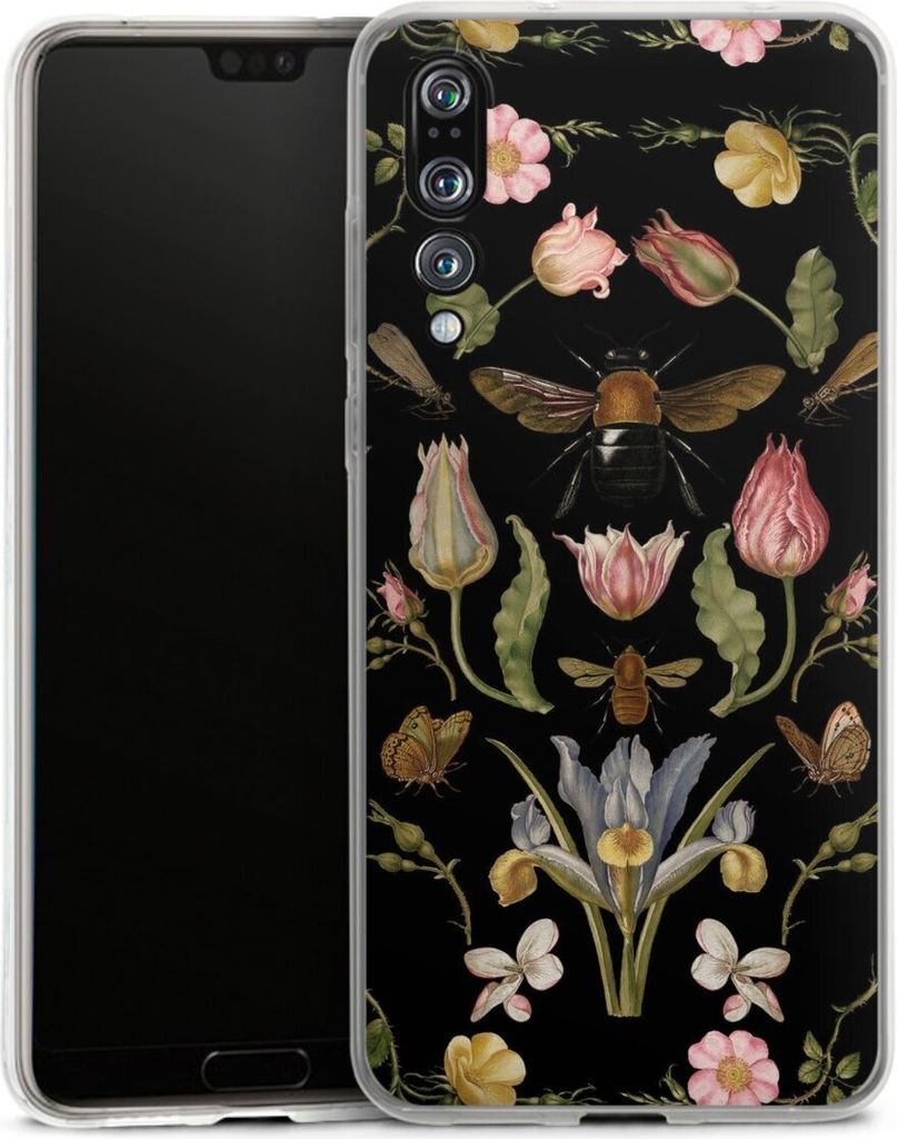 DeinDesign Handyhülle für Huawei P20 Pro Silikon Hülle Case Smartphone Schutzhülle Biene Blumenkranz Blüte