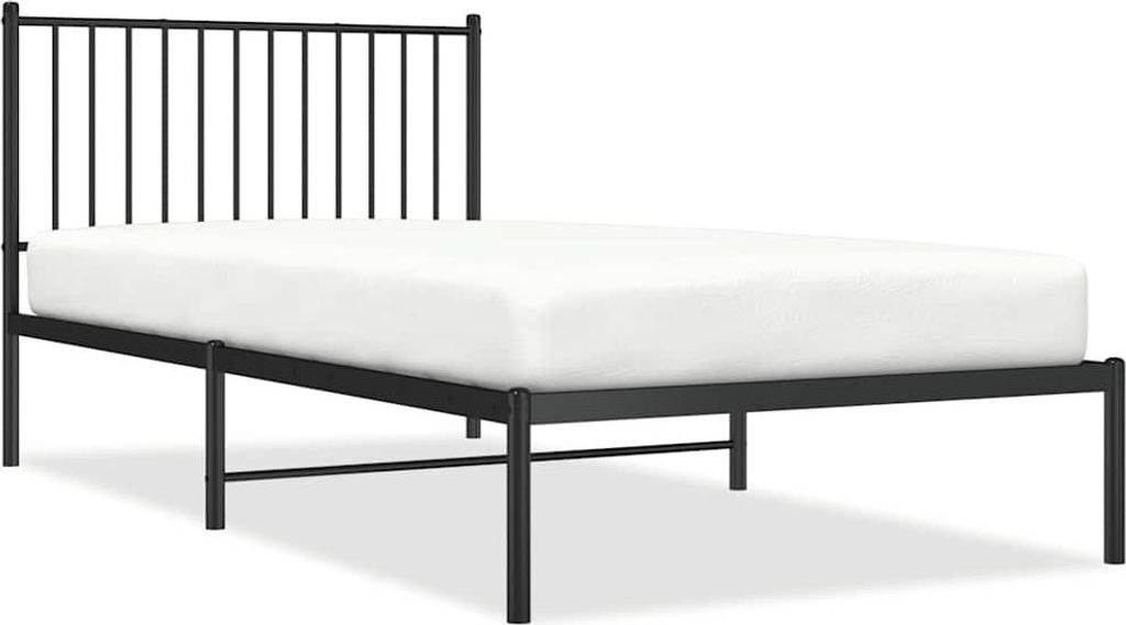 Metalowa Rama Łóżka Z Wezgłowiem, Czarna, 100X200 Cm Zdjęcie produktu 