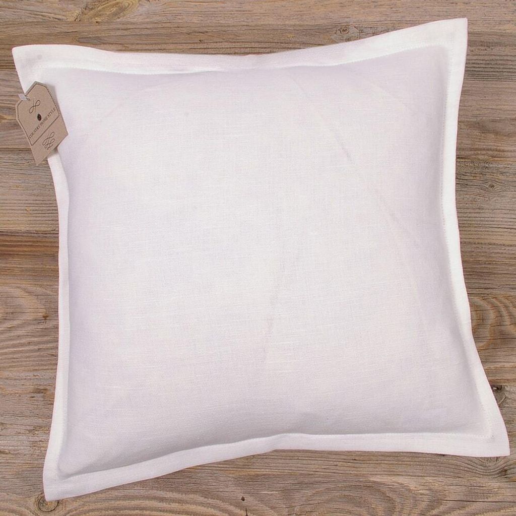 Kissen-Bezug 40x40 cm Landhaus-Stil weiß Baumwolle-Mix
