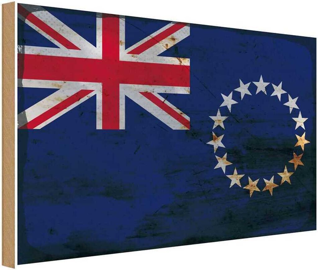 vianmo Holzschild 30x40 cm Cookinseln Cook Islands Flagge Fahne Wappen