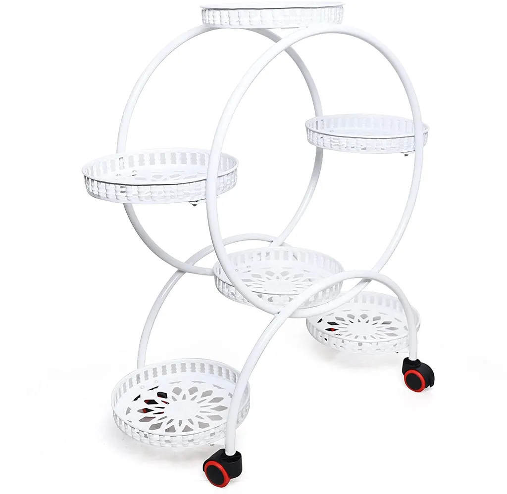 Support de pots de fleurs en métal à 6 plateaux modulables - 4