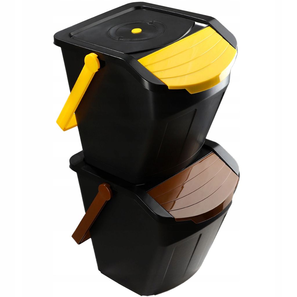 KADAX Recycling-Eimer Set "Loras", Mülleimer mit Deckel, Abfallsammler, 25L, 2 Stück