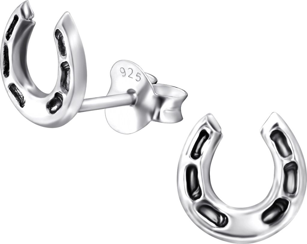 925 Sterling Silber Ohrstecker mit Hufeisen Produktbild 