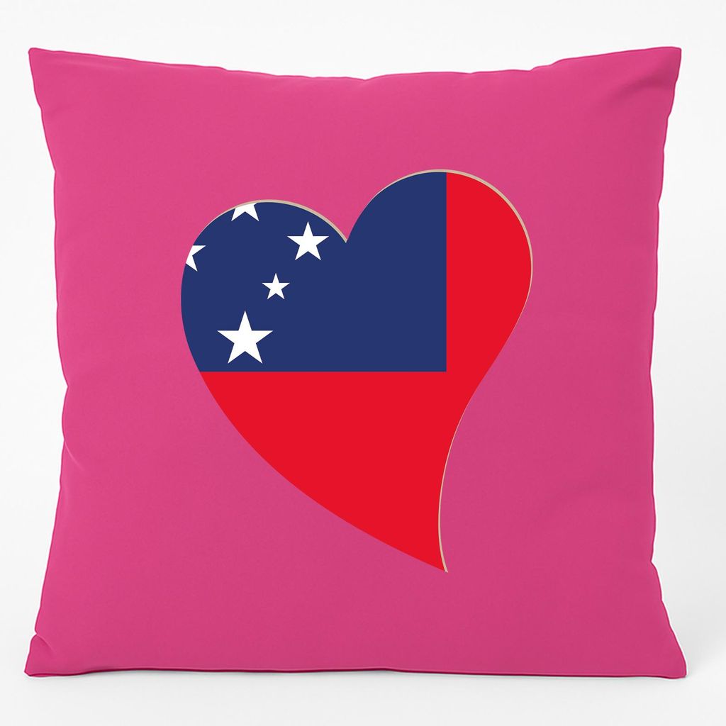 Huuraa Kissen Samoa Flagge Herz 40x40cm mit Füllung Fuchsia Baumwolle Dekokissen Geschenkidee