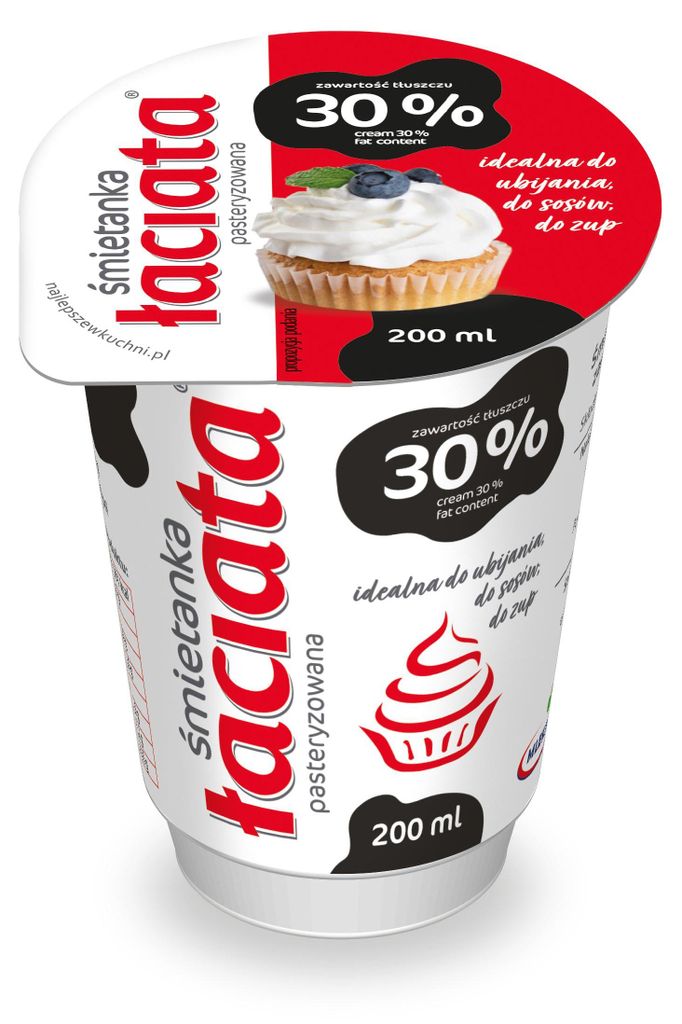 Śmietanka Łaciata 30% pasteryzowana kubek 200ml Zdjęcie produktu 
