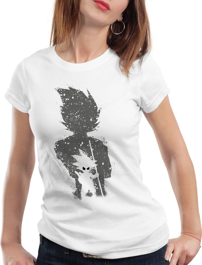 style3 Goku Evolution Damen T-Shirt dragon son ball balls, Farbe:Weiß, Größe:S