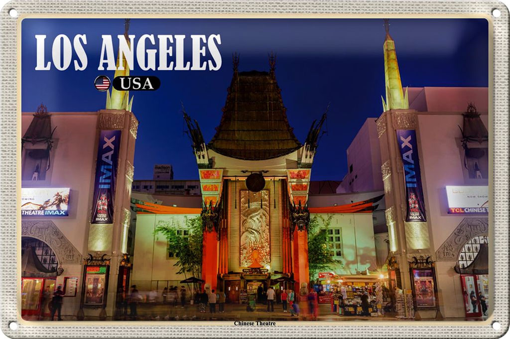 Blechschild Reise 30x20cm Los Angeles USA Chinese Theatre Deo
