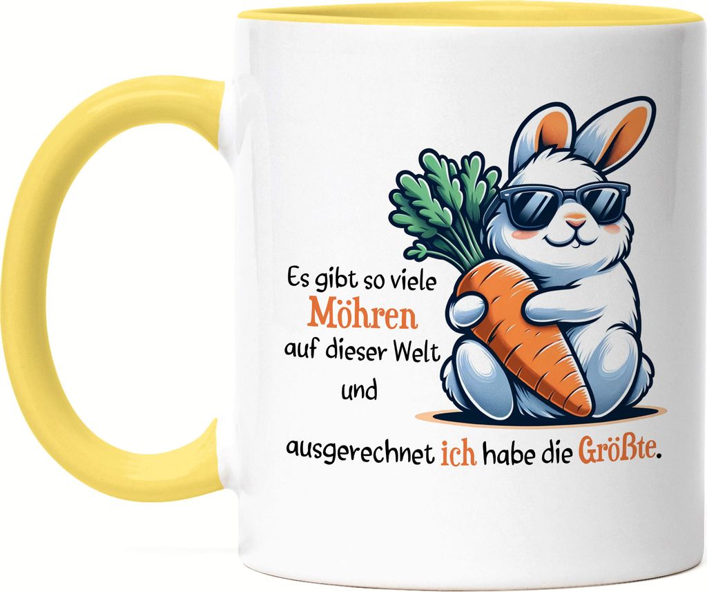 Es gibt so viele Möhren Hase Tasse Gelb Ironie Geburtstag Freund Ehemann