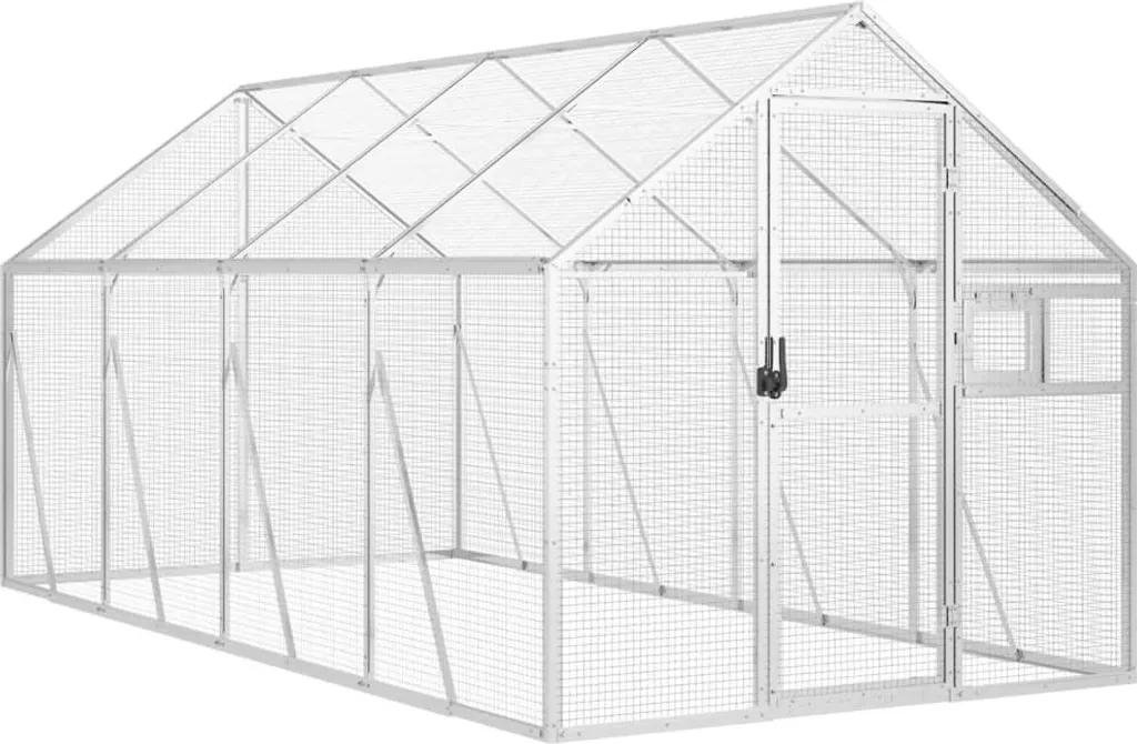 Volière en aluminium inoxydable 1,79x4x1,85 m avec grillage renforcé