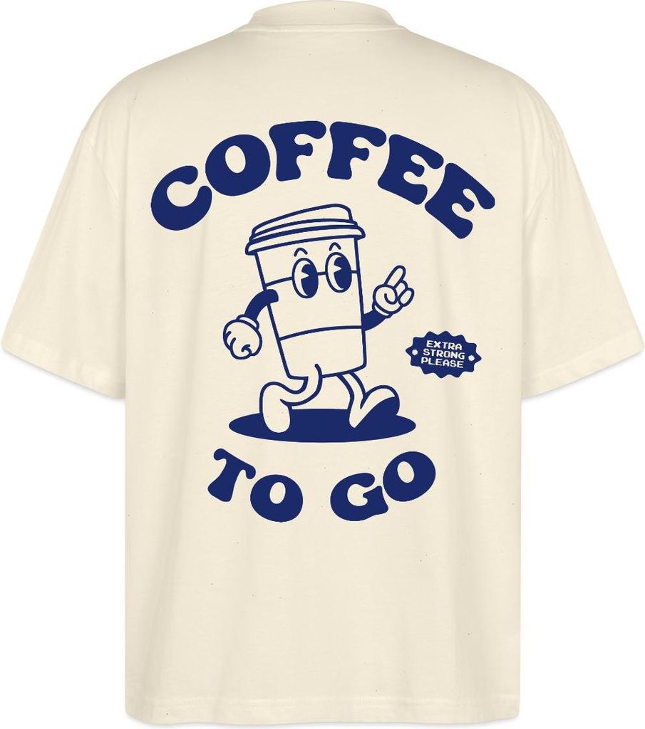 Spreadshirt Coffee To Go Illustration Retro Oversize Uni T-Shirt, L, Natur