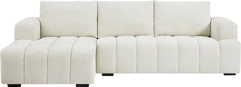 Ecksofa - Ecke links - Strukturstoff - Beige - BENOLA