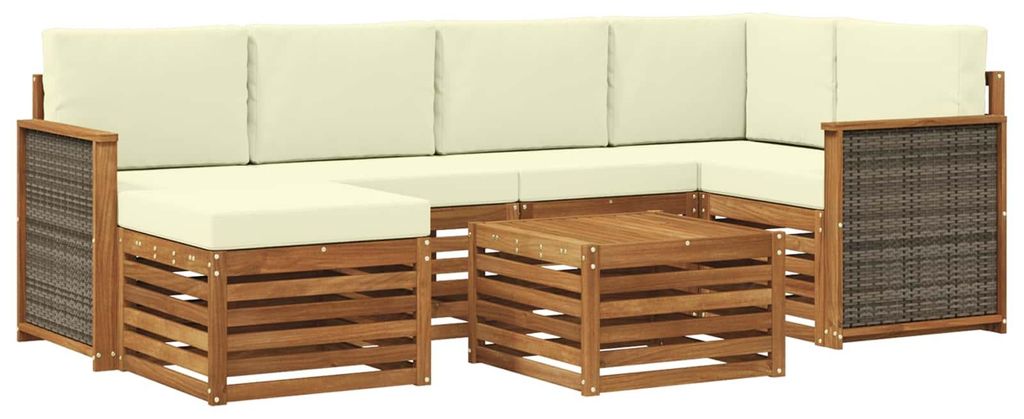 “2026 Modern“ Natur und Creme Ecksofa Set mit Kissen 6 pcs Natur und Creme - Designermöbel 44824 - Gartensofas