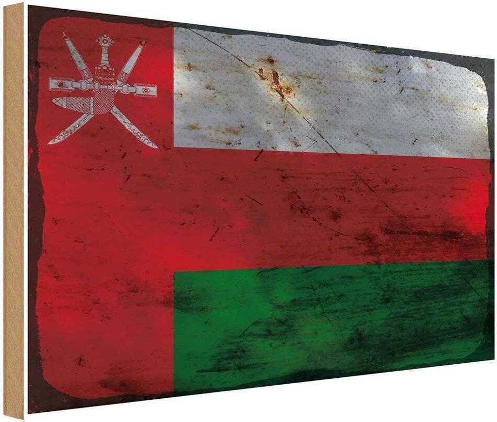 vianmo Holzschild 20x30 cm Oman Rost Flagge Fahne Wappen