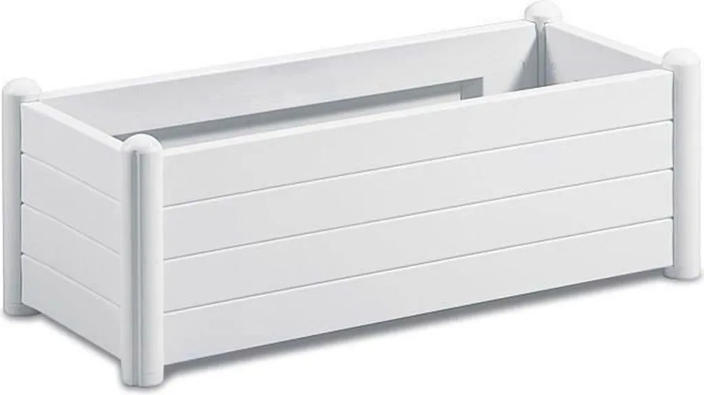 Jardinière rectangulaire 80L aspect bois blanc pour jardin et balcon
