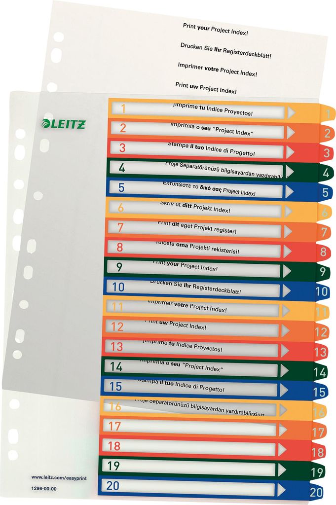 Leitz Register 12960000 A4 PP-Folie PC-beschriftbar 1-20 tr Produktbild 