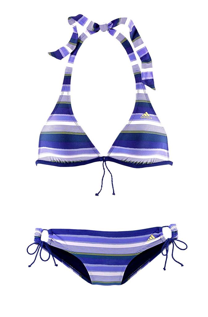 Adidas Damen Marken-Triangelbikini, blau-gestreift, Produktbild 